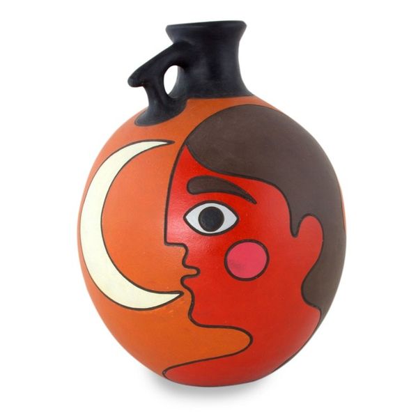 Alternate image for Man with Moon Signed Artisan Crafted Decorative Vase Masaya Nightfall