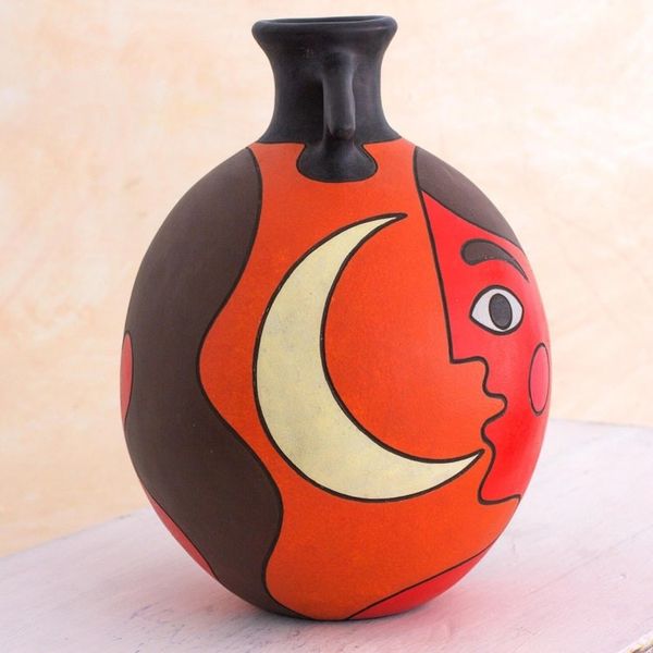 Alternate image for Man with Moon Signed Artisan Crafted Decorative Vase Masaya Nightfall