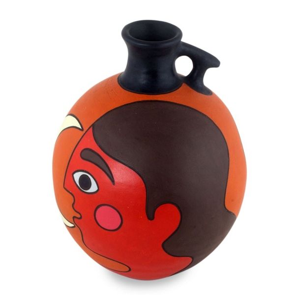 Alternate image for Man with Moon Signed Artisan Crafted Decorative Vase Masaya Nightfall