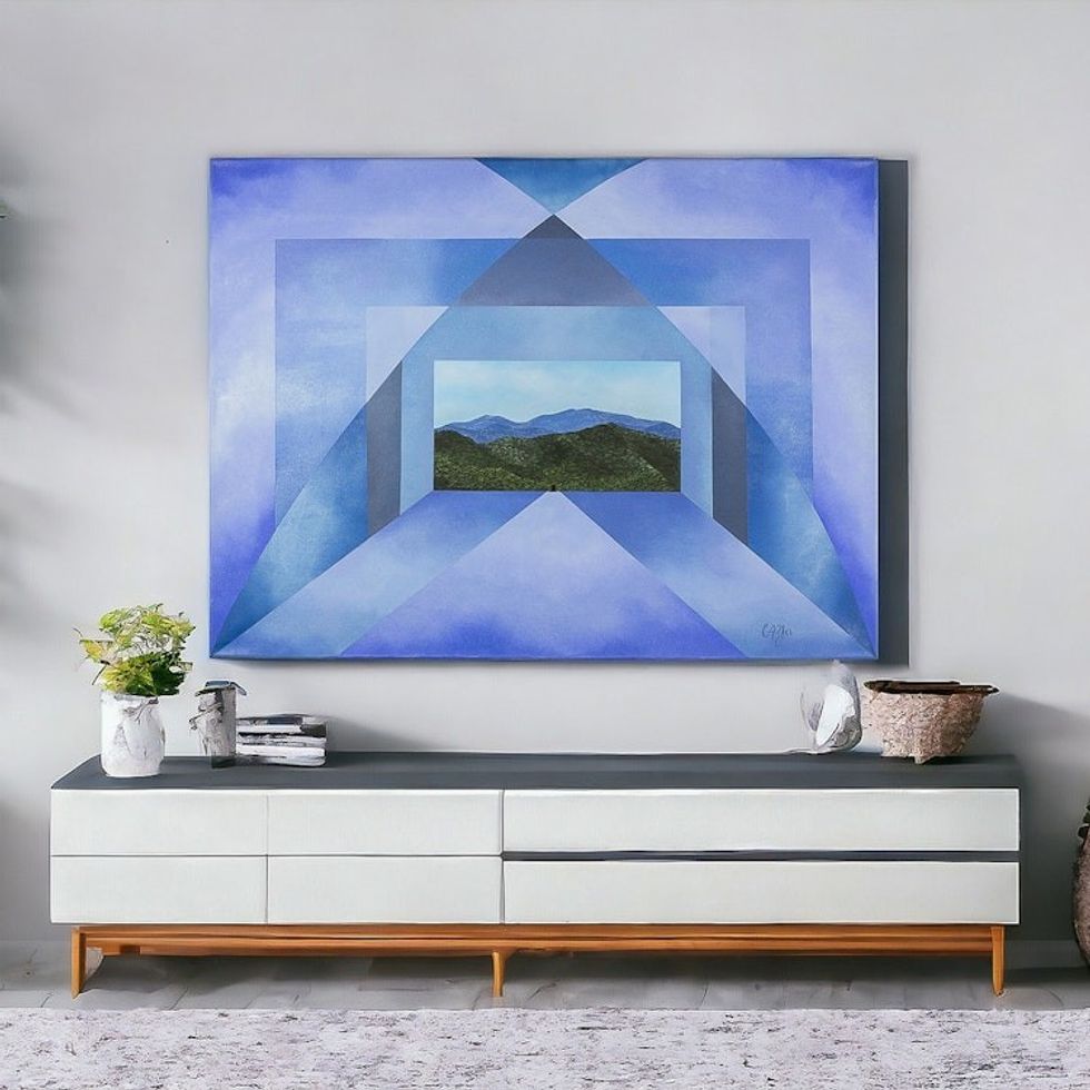Mountain Landscape Oil and Acrylic Painting from Costa Rica 'Blue Mountain'