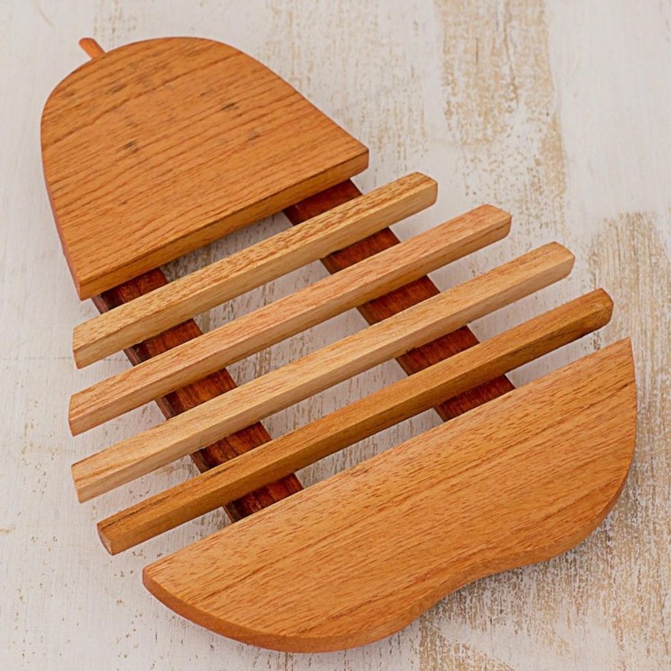 Cedar Wood Trivet Pear Shape from Guatemala 'Fresh Pear'