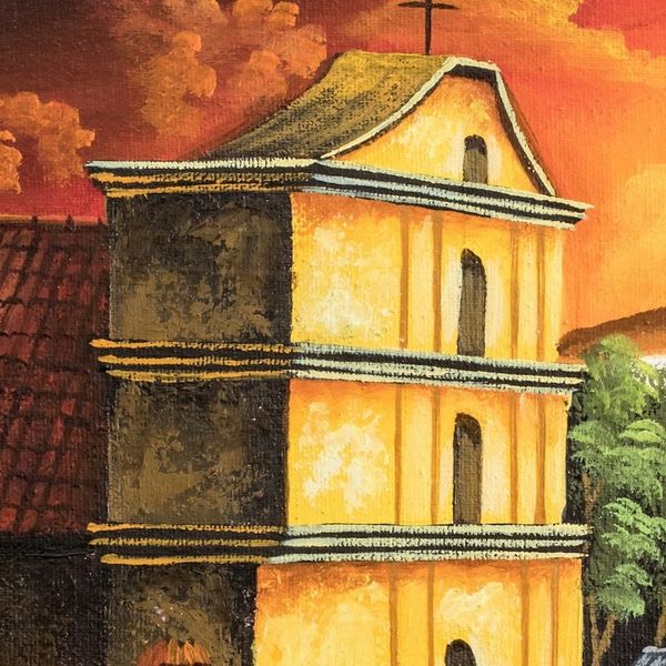 Alternate image for Sunset Over Lake Atitlan Signed Painting Limited Edition San Antonio Palopo III