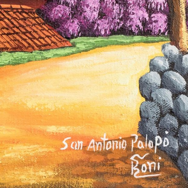 Alternate image for Sunset Over Lake Atitlan Signed Painting Limited Edition San Antonio Palopo III
