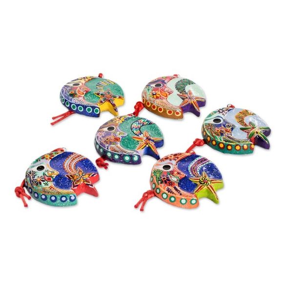Alternate image for Ceramic ornaments Set of 6 Festive Night