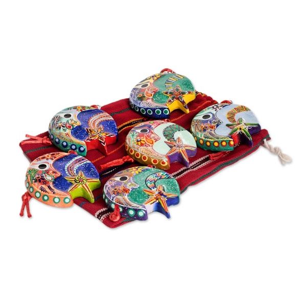 Alternate image for Ceramic ornaments Set of 6 Festive Night
