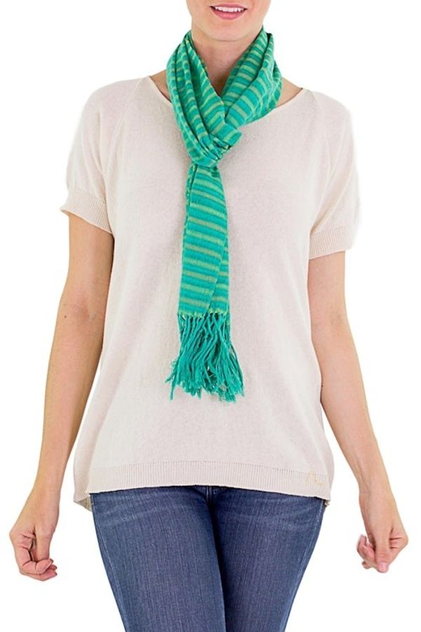 Alternate image for Artisan Crafted Cotton Striped Scarf Eco Fantasy