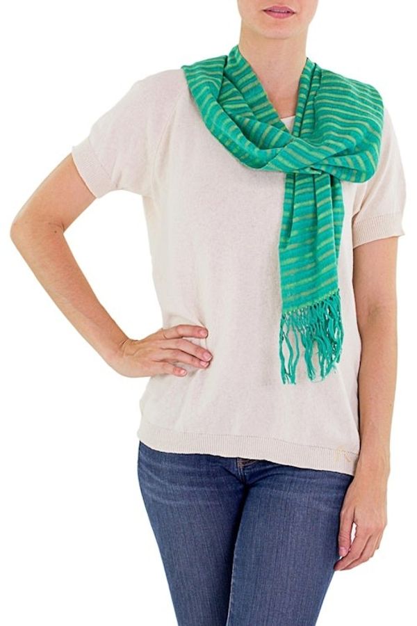 Alternate image for Artisan Crafted Cotton Striped Scarf Eco Fantasy