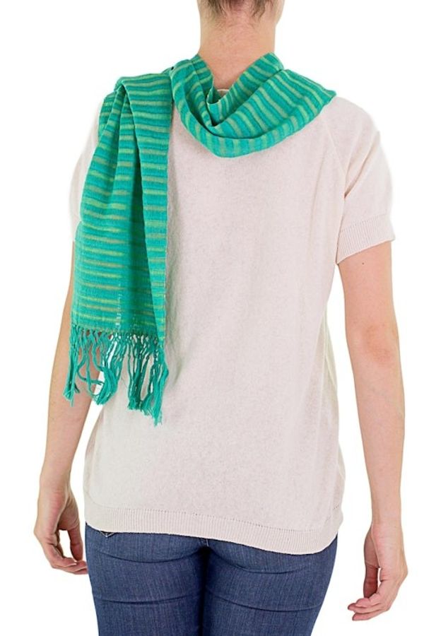 Alternate image for Artisan Crafted Cotton Striped Scarf Eco Fantasy