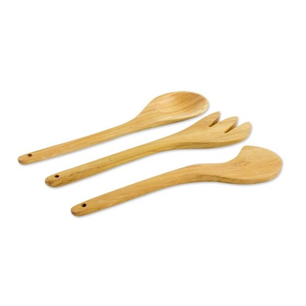 Alternate image for Handcrafted Teak Wood Serving Utensils Set of 3 Gourmet