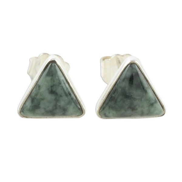 Alternate image for Jade and Sterling Silver Triangle Stud Earrings Triangle Perfection
