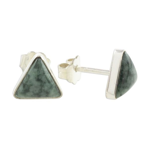 Alternate image for Jade and Sterling Silver Triangle Stud Earrings Triangle Perfection