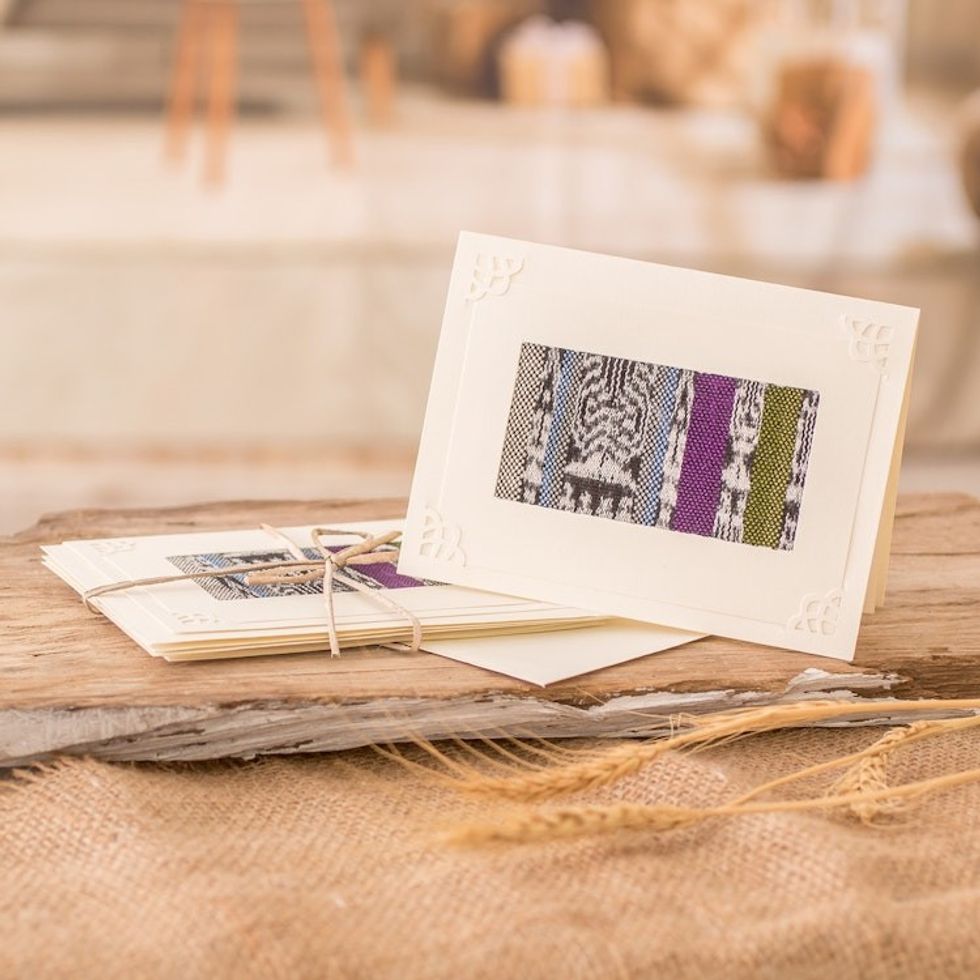 Maya Weavings Greeting Cards from Guatemala Set of 4 'Maya Blues'