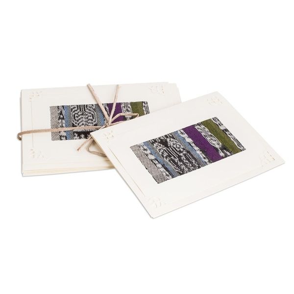 Alternate image for Maya Weavings Greeting Cards from Guatemala Set of 4 Maya Blues