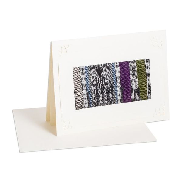 Alternate image for Maya Weavings Greeting Cards from Guatemala Set of 4 Maya Blues