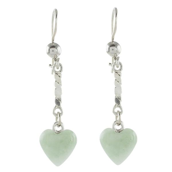 Alternate image for Heart-Shaped Apple Green Earrings from Guatemala Apple Green Spirals of Love