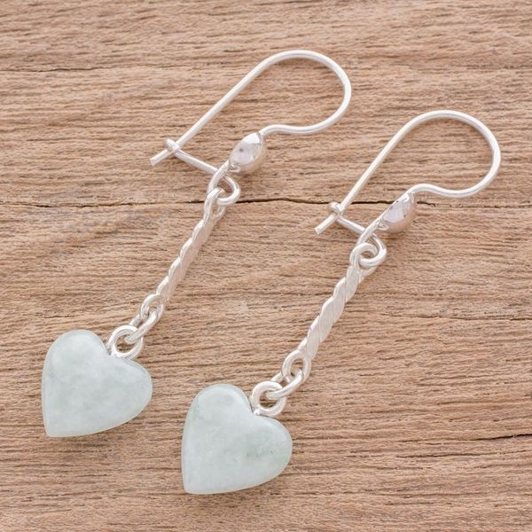 Alternate image for Heart-Shaped Apple Green Earrings from Guatemala Apple Green Spirals of Love