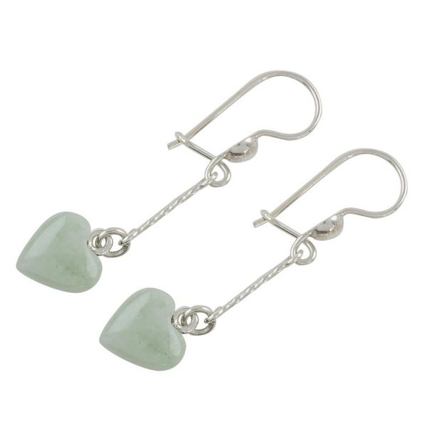 Alternate image for Heart-Shaped Apple Green Earrings from Guatemala Apple Green Spirals of Love