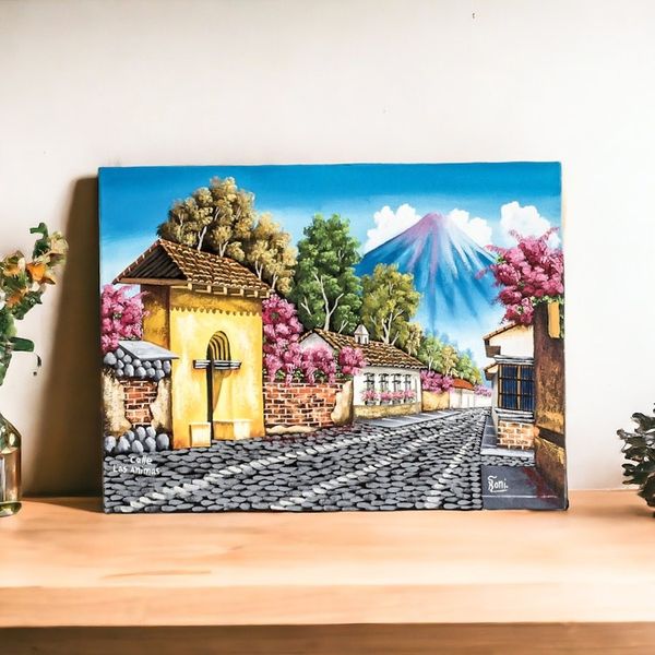 Alternate image for Signed Painting in Oils of a Guatemalan Town Calle de las Animas II