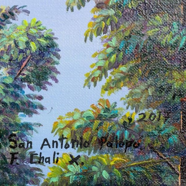 Alternate image for Signed Landscape Painting from Guatemala San Antonio Palopo