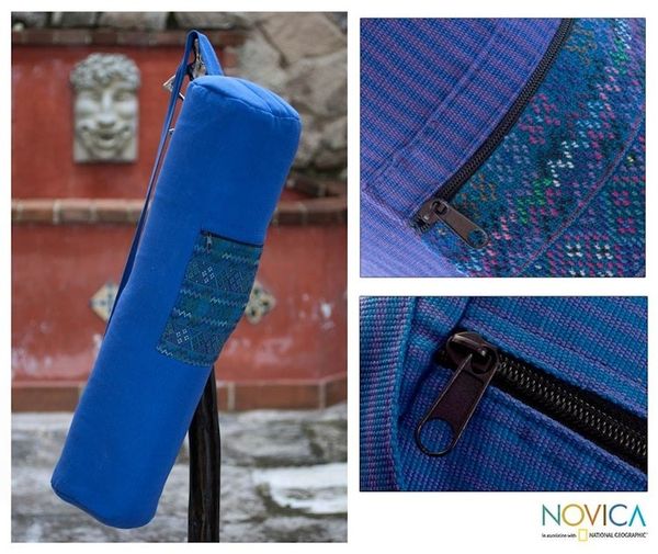 Alternate image for Fair Trade Embroidered Yoga Bag Blue Huipil