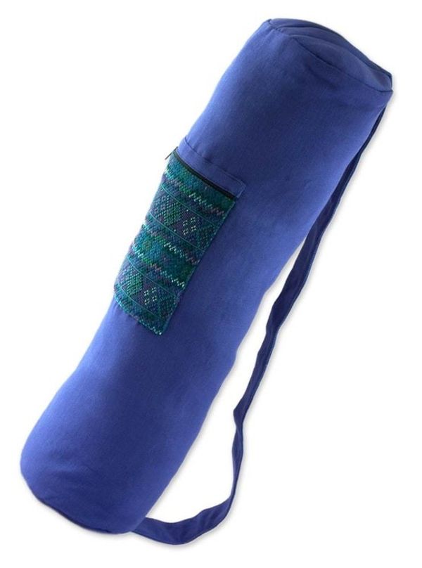 Alternate image for Fair Trade Embroidered Yoga Bag Blue Huipil