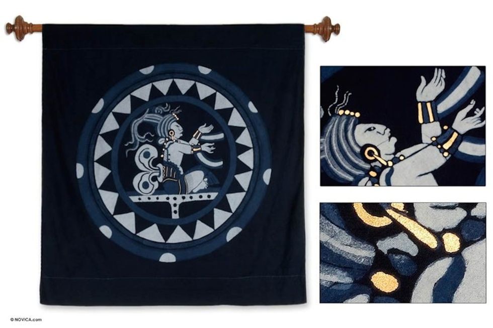 Cotton batik wall hanging 'The Door to Life'