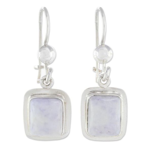 Alternate image for Fair Trade Lilac Jade and Silver Modern Earrings Maya Lilac