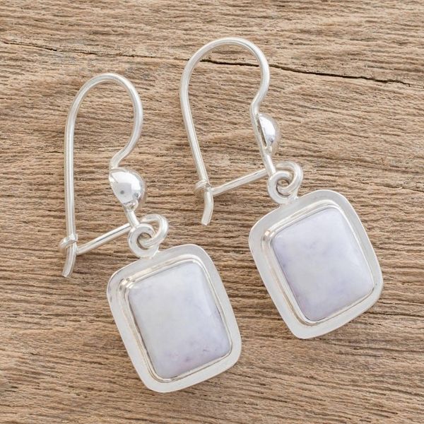 Alternate image for Fair Trade Lilac Jade and Silver Modern Earrings Maya Lilac