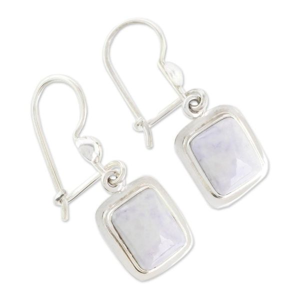 Alternate image for Fair Trade Lilac Jade and Silver Modern Earrings Maya Lilac