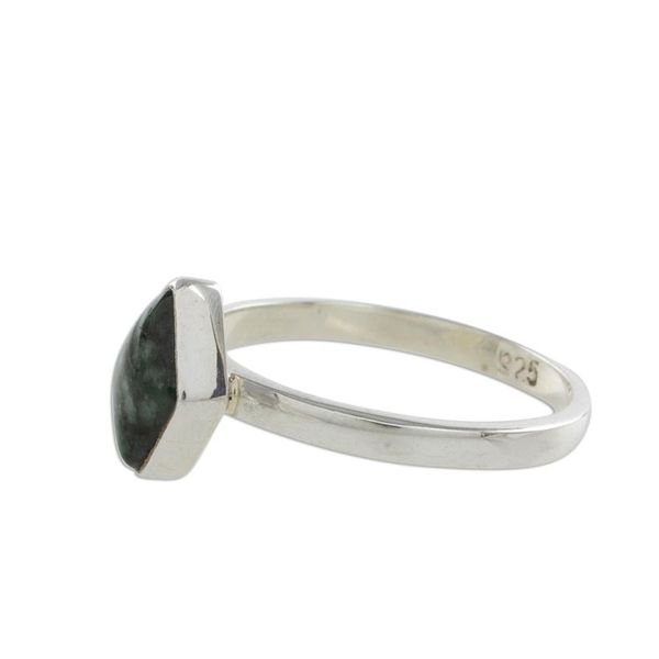 Alternate image for Rhombus Dark Green Jade Single Stone Ring from Guatemala Love Rhombus in Dark Green