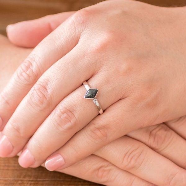 Alternate image for Rhombus Dark Green Jade Single Stone Ring from Guatemala Love Rhombus in Dark Green