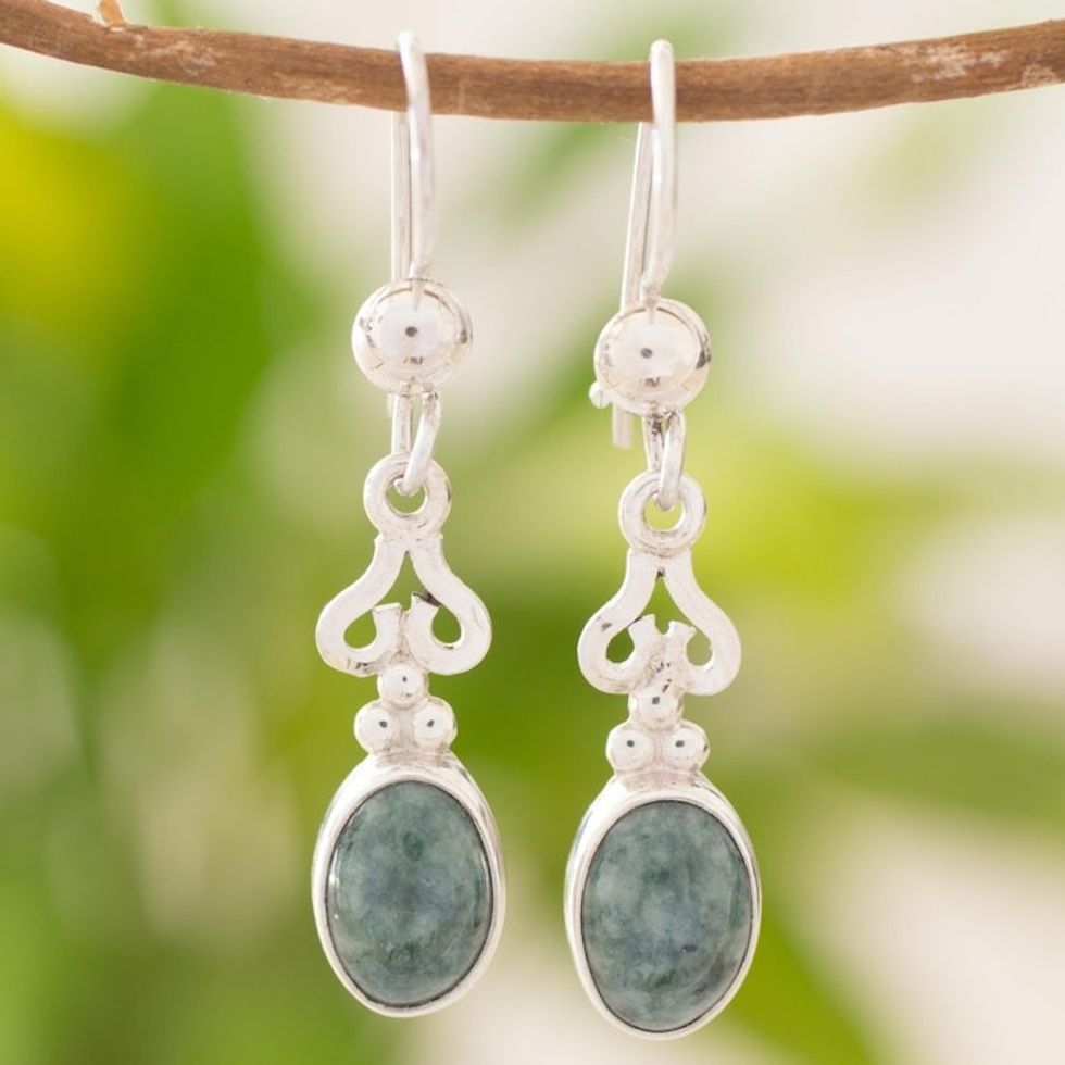 Jade dangle earrings 'Love Poem'