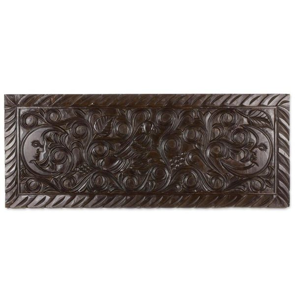 Alternate image for Artisan Crafted Wood Wall Panel with Parrot and Moon Motif Parrot