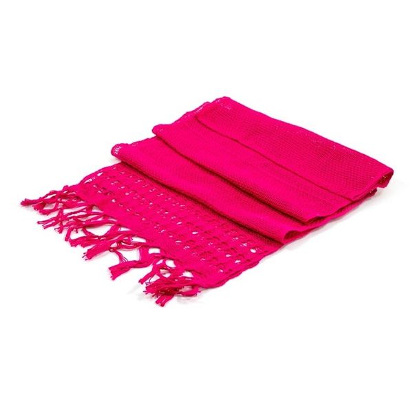 Alternate image for Handwoven Fringed Cotton Scarf in Cerise from NIcaragua Sweet Femininity in Cerise