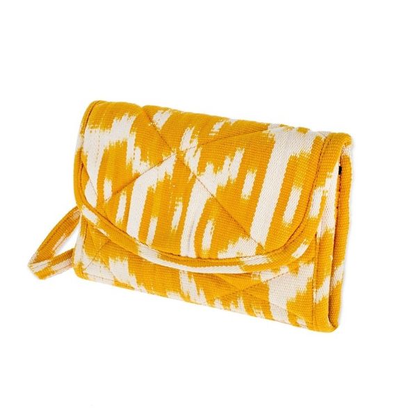 Alternate image for Hand Woven Central American Yellow Cotton Wristlet Bag Maya Sunlight
