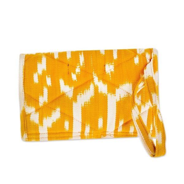Alternate image for Hand Woven Central American Yellow Cotton Wristlet Bag Maya Sunlight