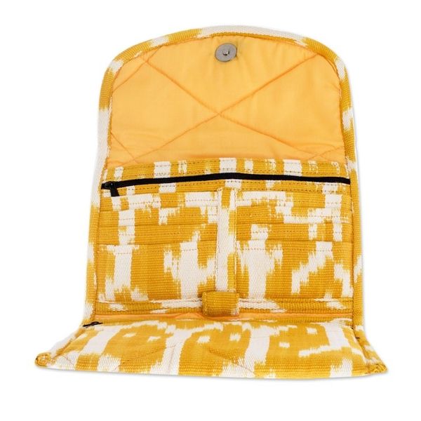 Alternate image for Hand Woven Central American Yellow Cotton Wristlet Bag Maya Sunlight
