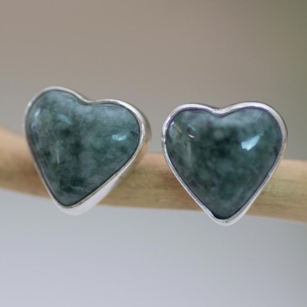 Jade Heart Earrings Artisan Crafted Jewelry 'Love Sacred'