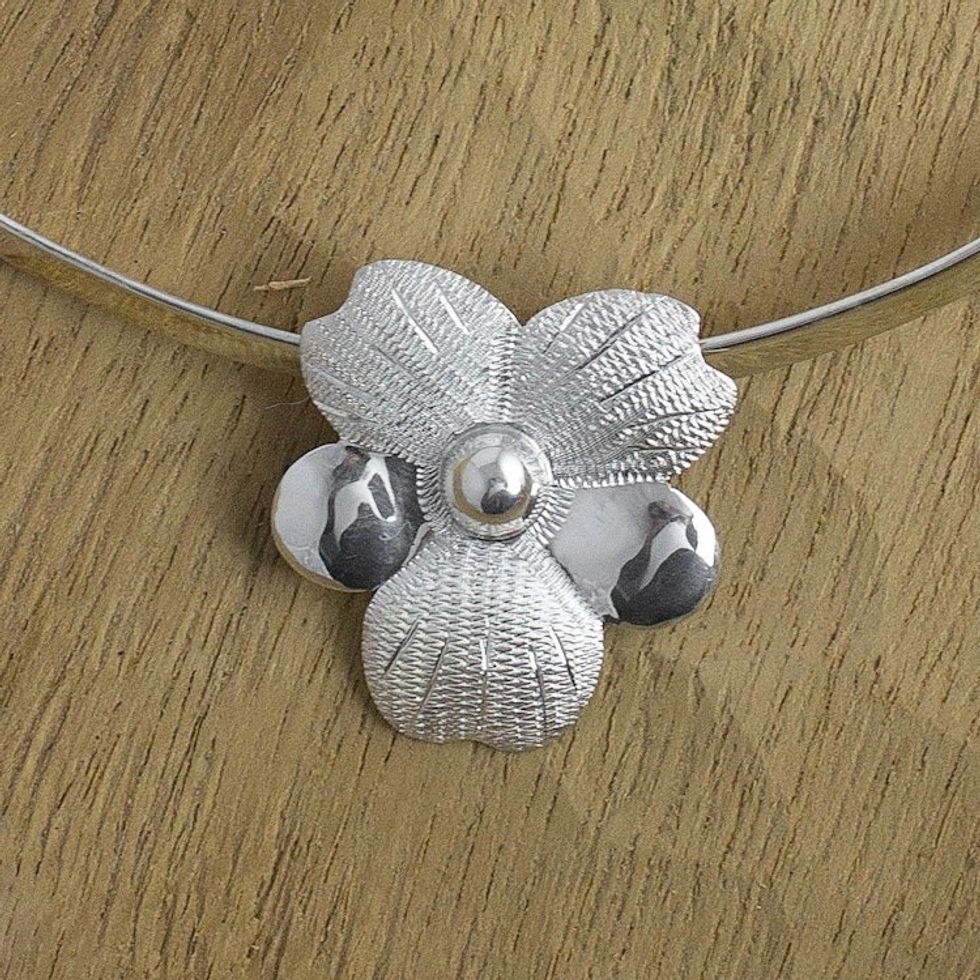 Sterling silver flower choker 'Solola Bouquet'