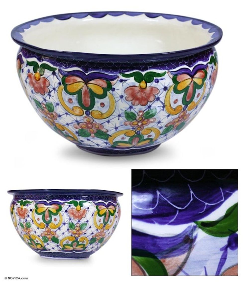Ceramic flower pot 'Starlight Flowers'