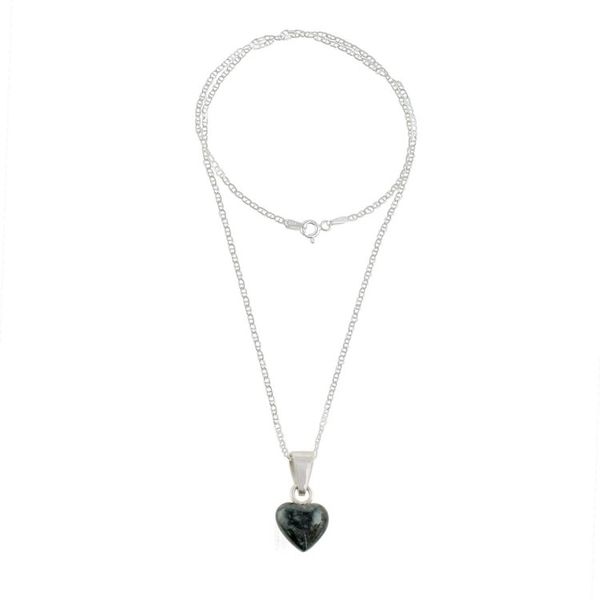 Alternate image for Jade and Sterling Silver Heart Pendant Necklace Symbol of Love