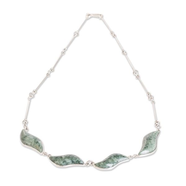Alternate image for Handcrafted Sterling Silver Jade Necklace Floating in the Breeze
