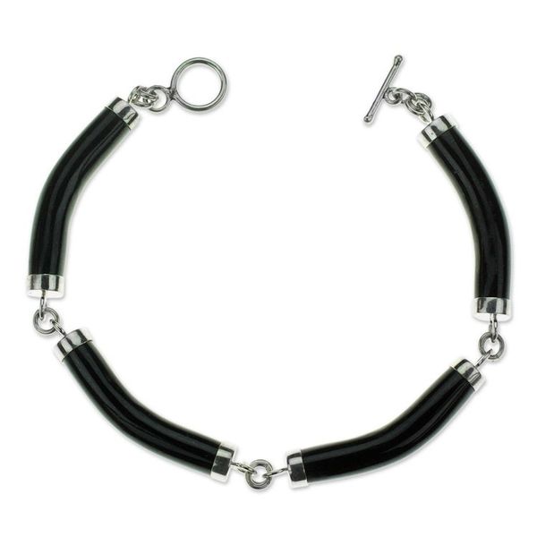 Alternate image for Artisan Crafted Black Jade and Sterling Silver Bracelet Natural Connection