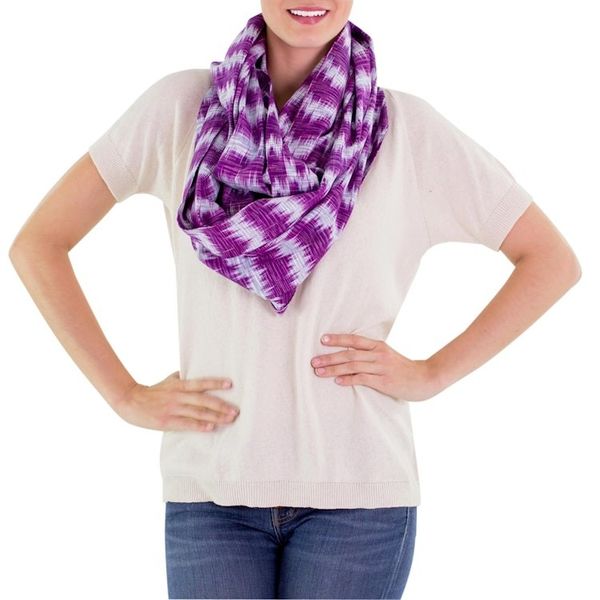 Alternate image for Handcrafted Cotton Infinity Scarf Amethyst Twilight