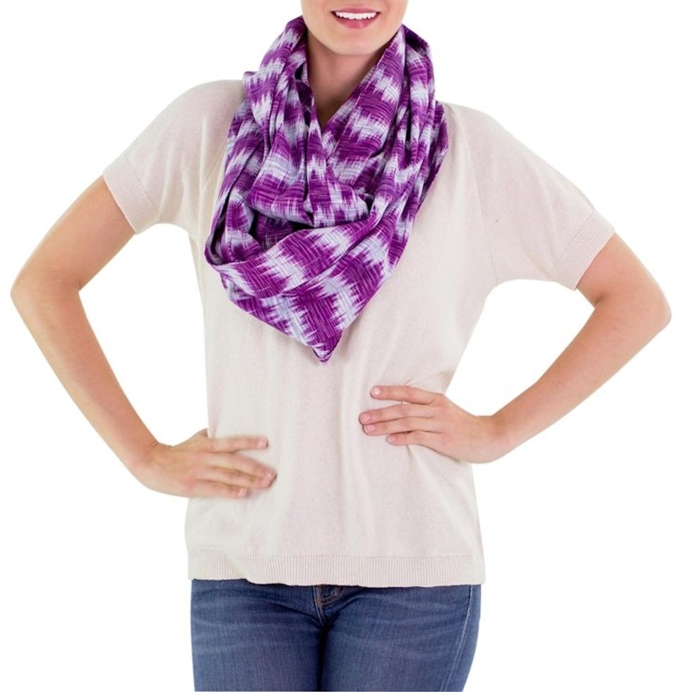 Handcrafted Cotton Infinity Scarf 'Amethyst Twilight'