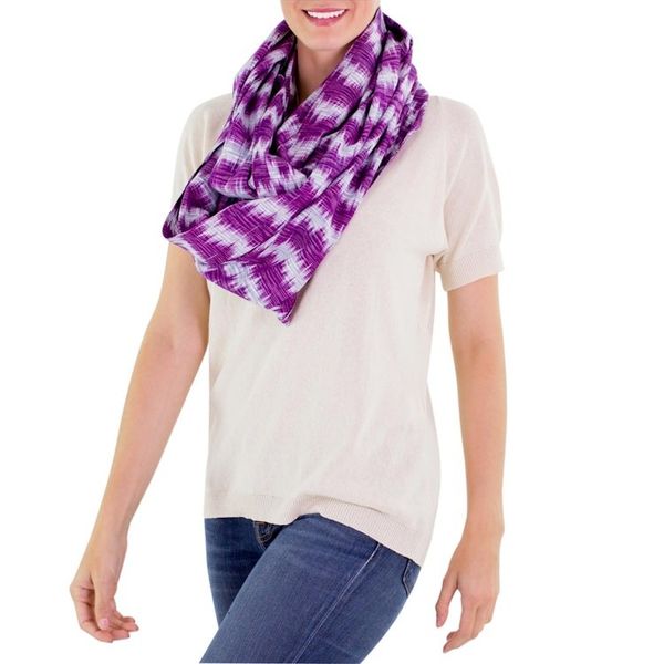 Alternate image for Handcrafted Cotton Infinity Scarf Amethyst Twilight