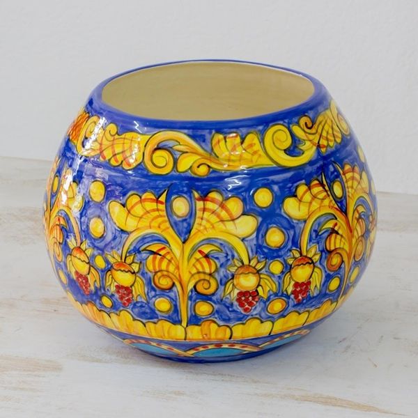 Alternate image for Handcrafted Painted Ceramic Floral Vase from El Salvador Sunbathed Flowers