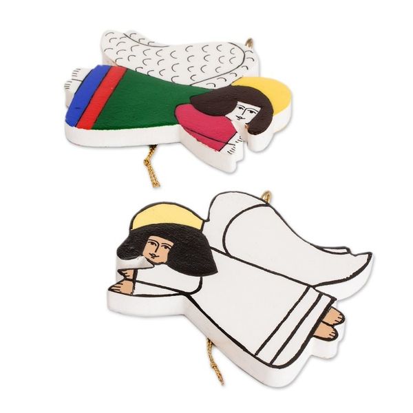 Alternate image for Pinewood ornaments Set of 6 Guardian Angels