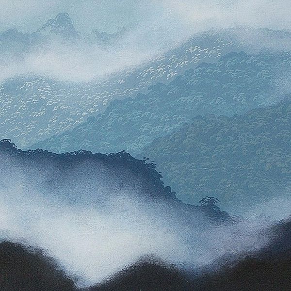 Alternate image for Costa Rican Geometric Themed Mountain Landscape Painting Cold, Cold