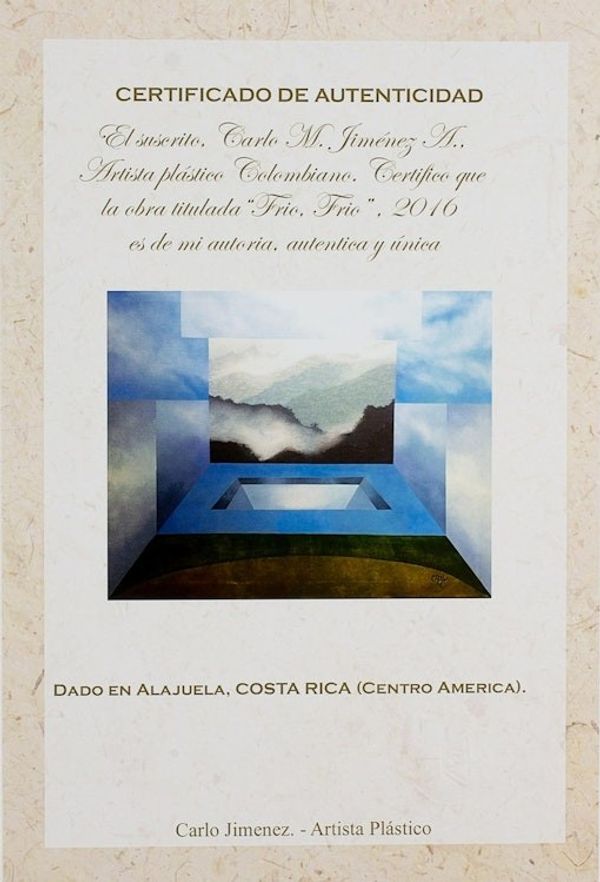 Alternate image for Costa Rican Geometric Themed Mountain Landscape Painting Cold, Cold